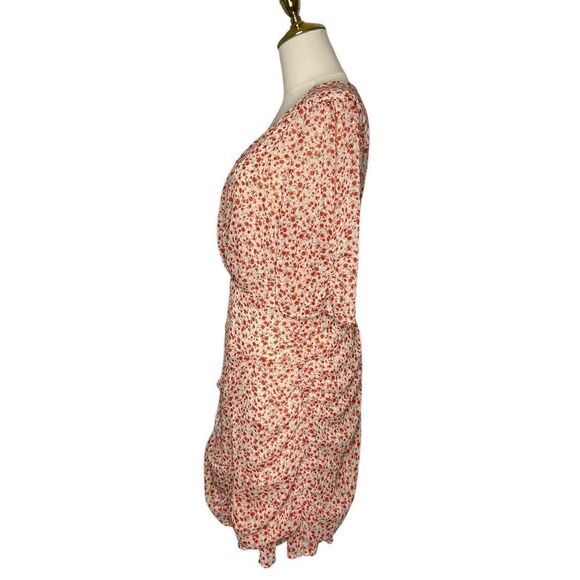 Lulu’s Women’s Large Send a Sonnet Dress Pink Floral Ruched Short Sleeve NEW - Picture 6 of 11